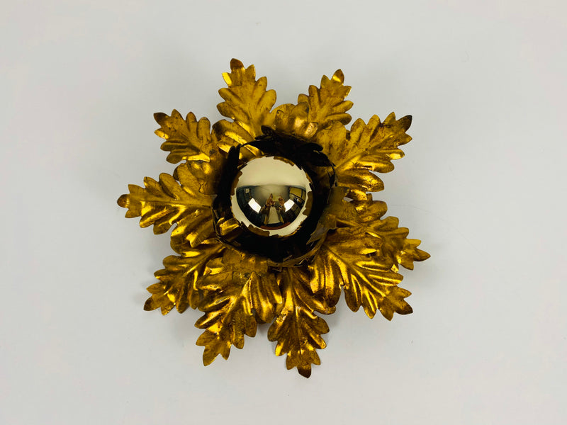 Golden Florentine Flower Shape Flushmount by Banci, Italy, 1970s
