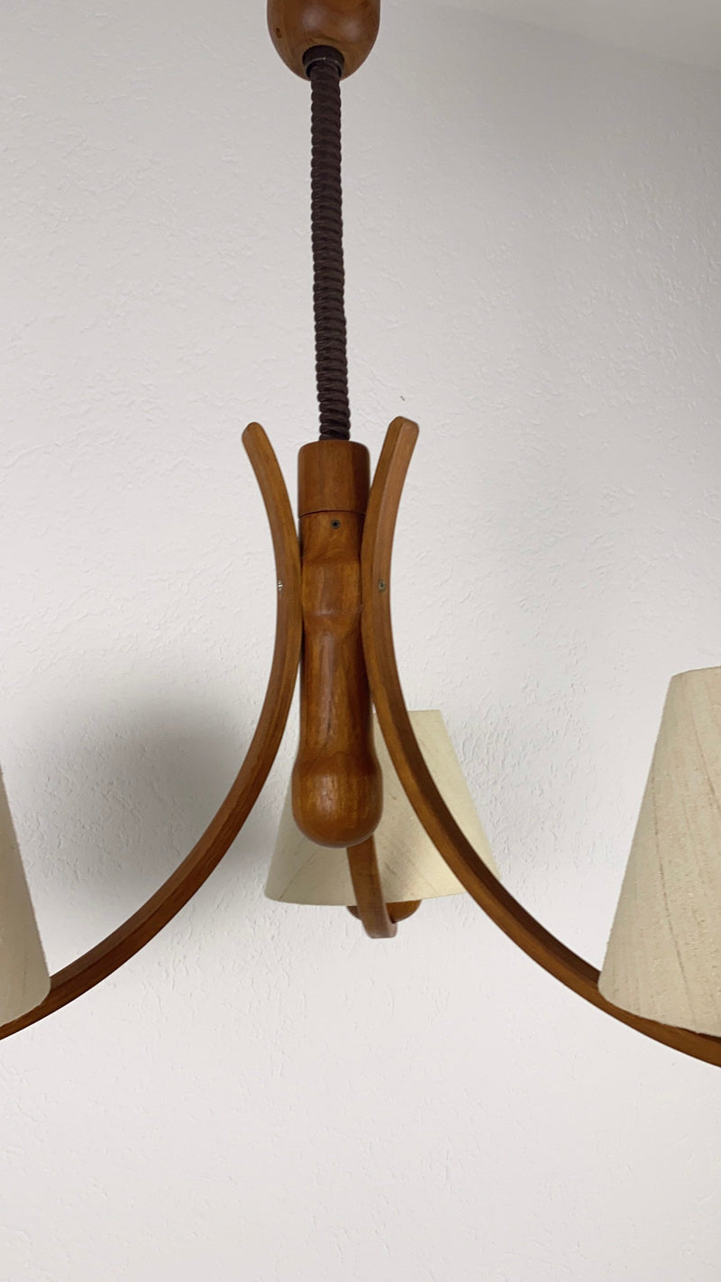 Midcentury Teak Pendant Lamp with 3 Arms by Domus, 1960s