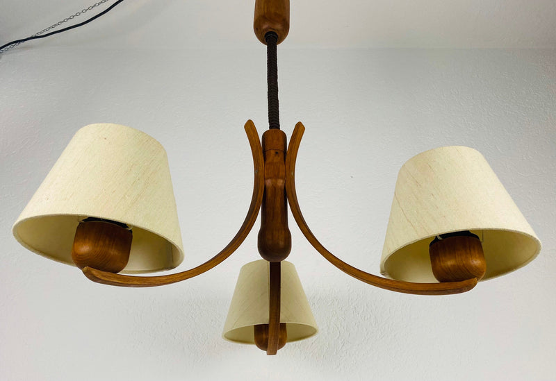 Midcentury Teak Pendant Lamp with 3 Arms by Domus, 1960s