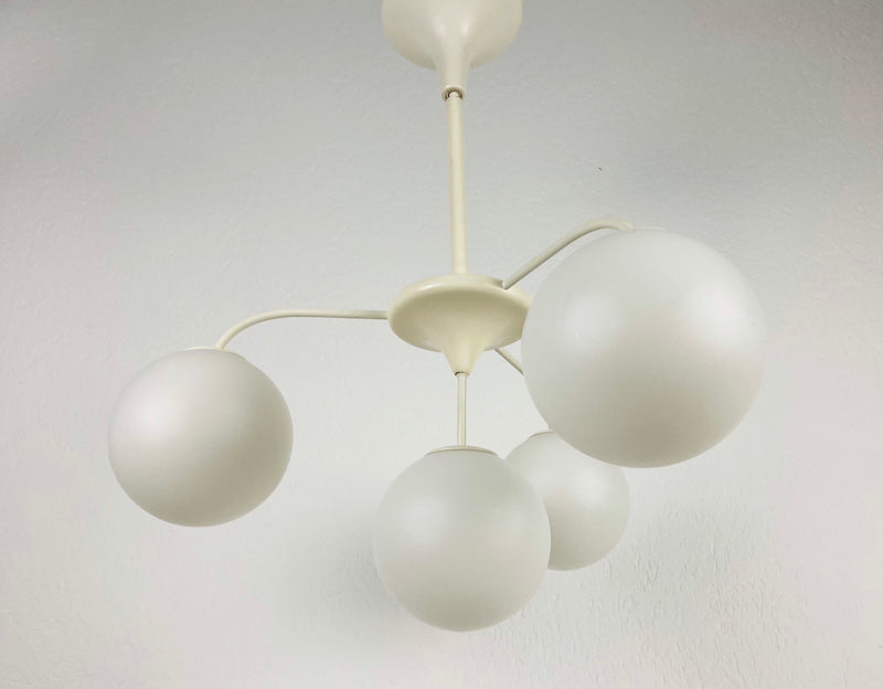White 4-Arm Space Age Chandelier by Max Bill for Temde, 1960s