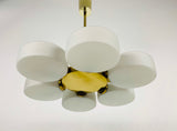 Exceptional Mid-Century Modern Brass Kaiser 6-Arm Space Age Chandelier, 1960s