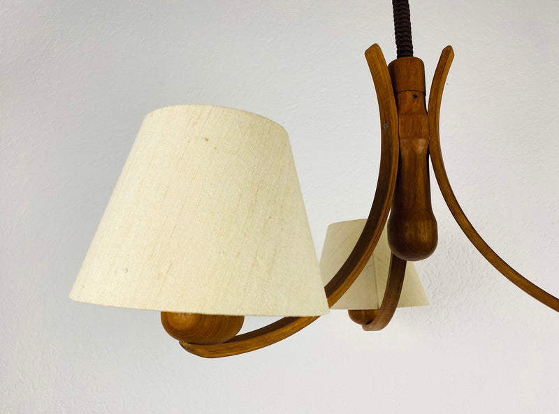 Midcentury Teak Pendant Lamp with 3 Arms by Domus, 1960s