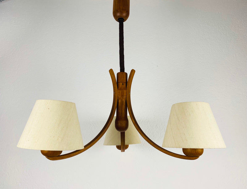 Midcentury Teak Pendant Lamp with 3 Arms by Domus, 1960s