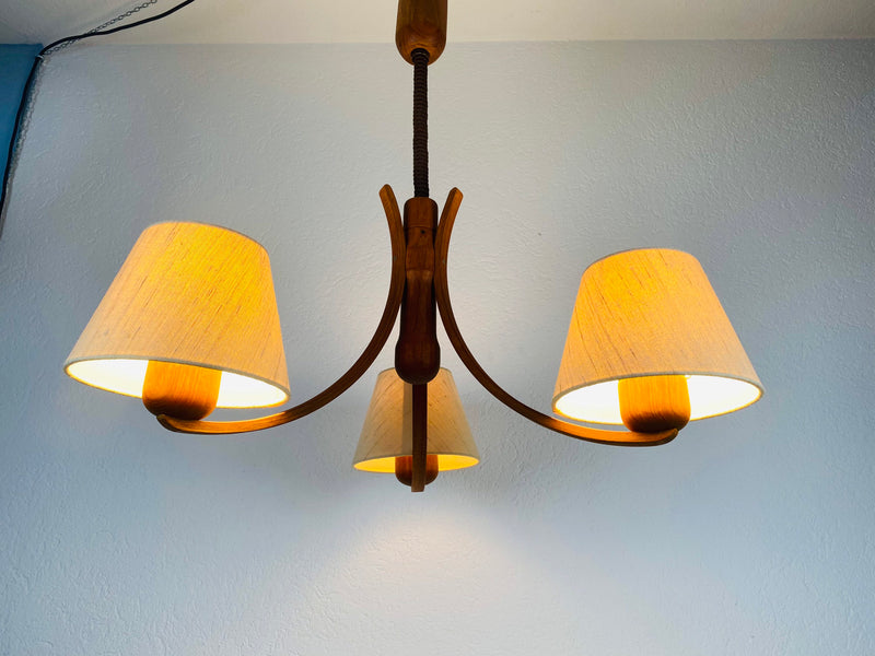Midcentury Teak Pendant Lamp with 3 Arms by Domus, 1960s