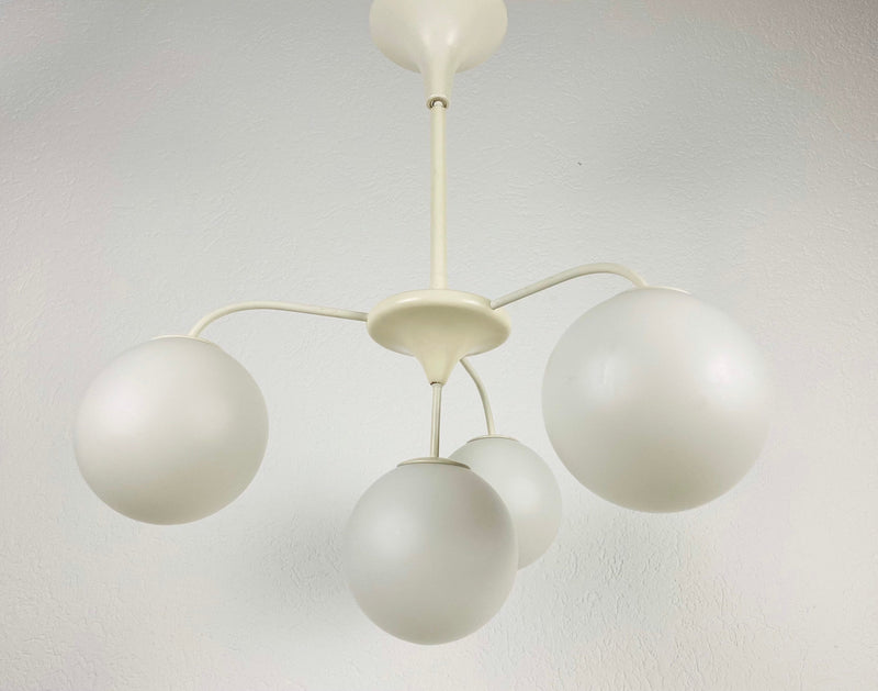 White 4-Arm Space Age Chandelier by Max Bill for Temde, 1960s