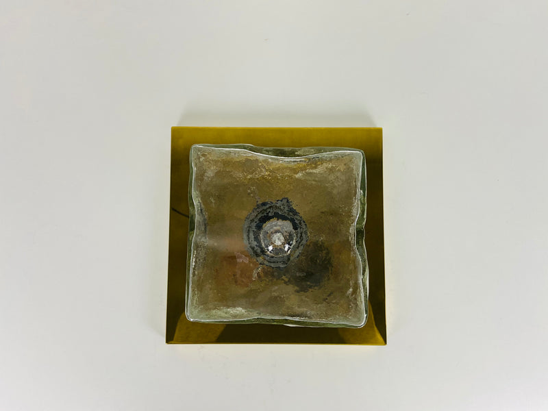 Midcentury Square Ice Glass Flushmount by J.T. Kalmar, 1960s