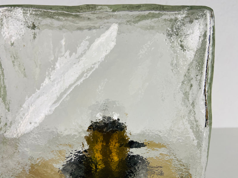 Midcentury Square Ice Glass Flushmount by J.T. Kalmar, 1960s