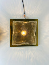 Midcentury Square Ice Glass Flushmount by J.T. Kalmar, 1960s