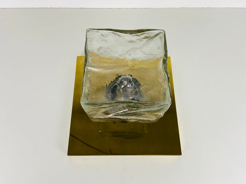 Midcentury Square Ice Glass Flushmount by J.T. Kalmar, 1960s