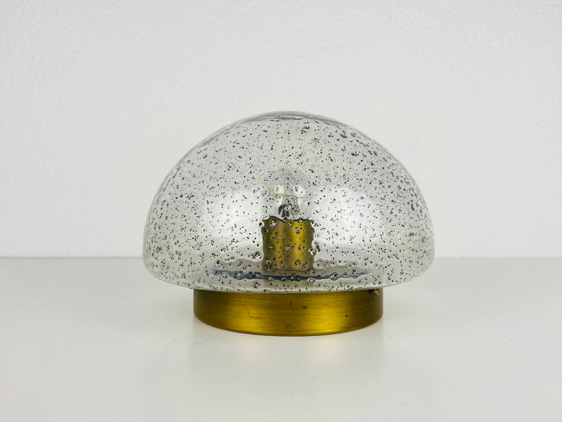 Hillebrand Brass and Glass Flush Mount, 1960s, Germany