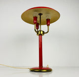 Italian Red Table Lamp with 3 Arms attributed to Stilnovo, 1960s