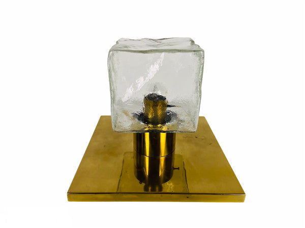 Midcentury Square Ice Glass Flushmount by J.T. Kalmar, 1960s